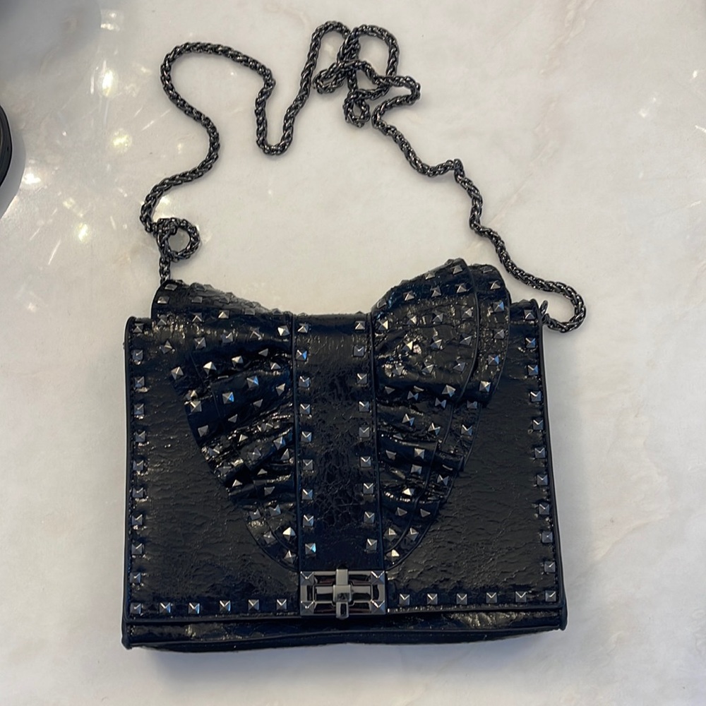 Black studded bow purse